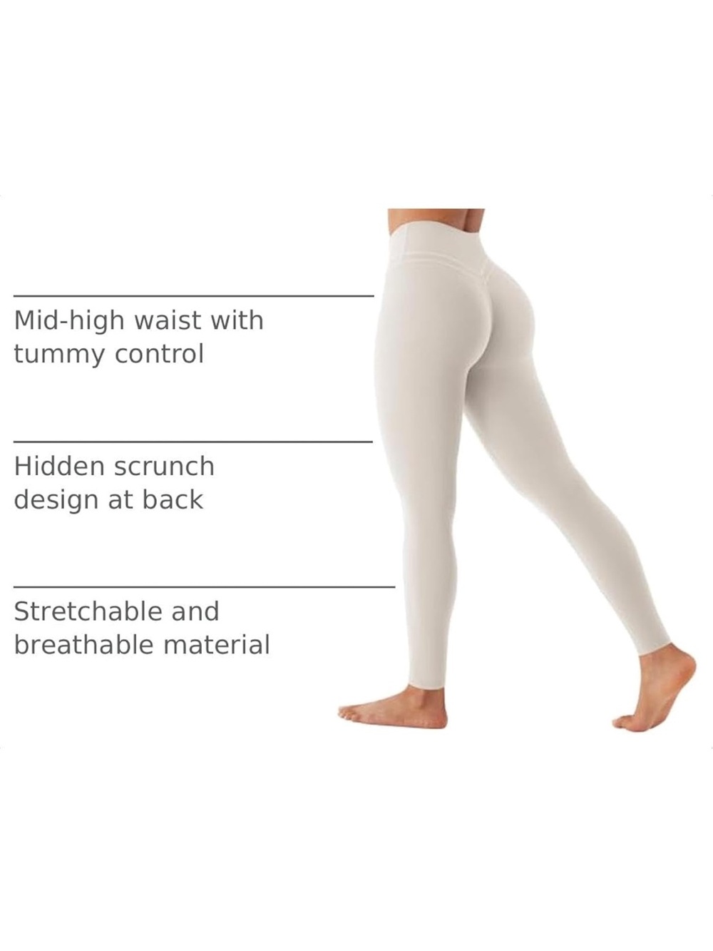 Voyjoy cream High-Waist Scrunch Leggings